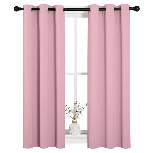 Image of NICETOWN Window Curtain Panels, Thermal Insulated Solid Grommet Blackout Draperies /Drapes for Basement (Crystal Pink, 1 Pair, 29 by 45-inch)