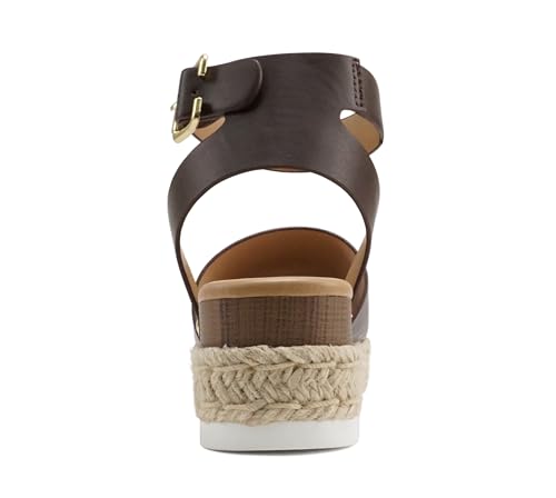 Image of Soda Topic Open Toe Buckle Ankle Strap Espadrilles Flatform Wedge Casual Sandal