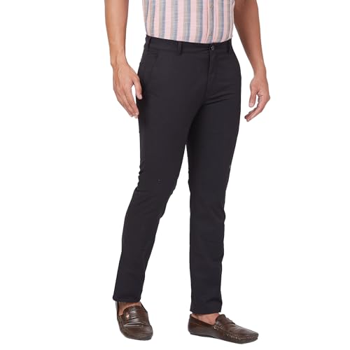 Image of Colorplus Men's Nuvo Fit Solid Piece Dyed Pattern Cotton Blend Flat Front Casual Trouser