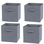 RampSupplies Foldable Storage Cubes with Handles, 30cm x 30cm x 30cm,Fabric Storage Boxes, Toy Baskets for Baby Clothes Home and Office Room Organizers (Gray)