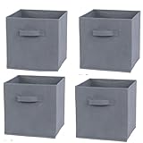 RampSupplies Foldable Storage Cubes with Handles, 30cm x 30cm x 30cm,Fabric Storage Boxes, Toy Baskets for Baby Clothes Home and Office Room Organizers (Gray)