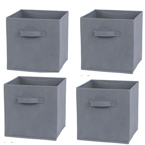 Image of RampSupplies Foldable Storage Cubes with Handles, 30cm x 30cm x 30cm,Fabric Storage Boxes, Toy Baskets for Baby Clothes Home and Office Room Organizers (Gray)
