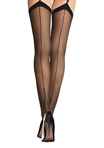 Fioré Bas Noir effet Couture pour Porte-Jarretelles - Femmes (4), L, (207) thumbnail