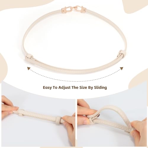 Image of JASGOOD Leather Skinny Belts for Women Plus Size Ladies Thin Waist Belts Adjustable for Jeans Pants Dresses with Gold Buckle