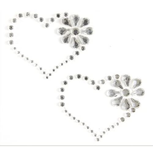 2 Clear Diamante Heart & Flower Vajazzle Rhinestone Gems - created exclusively for Diamante Crafts