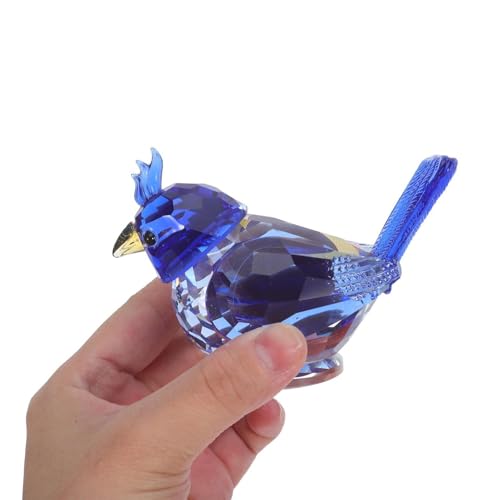Figurine oiseau cristal bleu decorative SHINEOFI sculpture grand format centre de table