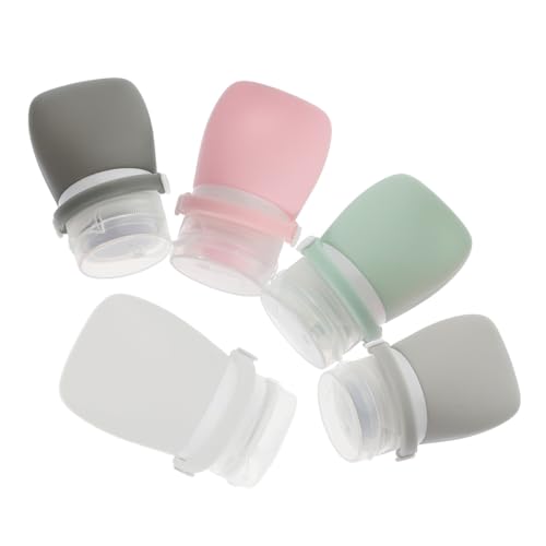 GANAZONO Set de 5 Botellas de Viaje Reutilizables de Silicona para Loción y Champú 30 Ml Colores Surtidos Leche Envases Compactos Antigoteo para Artículos de Aseo Viajes