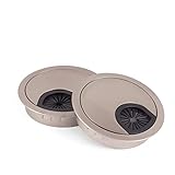 LouMaxx Pasacables de escritorio de 60 mm de diámetro, 2 unidades de pasacables de metal mate de níquel con junta de polvo – Pasacables de escritorio para orden y visión general en el lugar de trabajo
