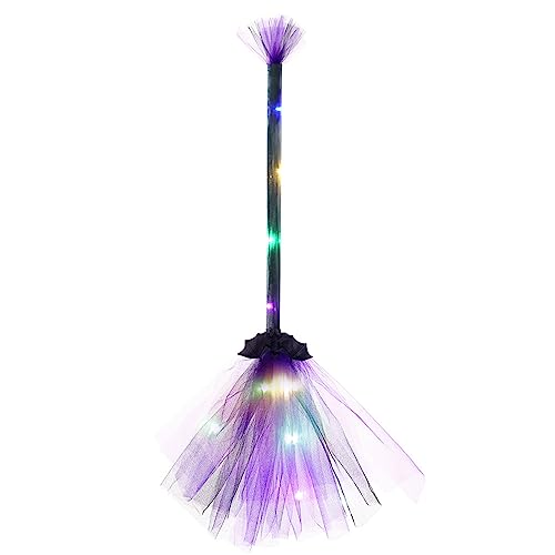 Oyrcvweuy Balai de Sorcière d'halloween avec Lumière LED Balais de Sorcière Accessoires de Cosplay Accessoires de Costume pour Enfant Adulte Décor d'halloween