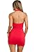Women's Sexy Backless V Neck Mini Dress Summer Club Night Sleeveless Tight Cocktail Dresses Small, Red