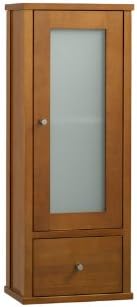 32" Wall Cabinet with Frosted Glass Door & Bottom Drawer in Cinnamon 687032-F08