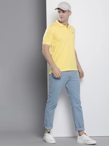 Image of The Indian Garage Co Men Slim Fit Solid Polo Neck Half Sleeves Tshirt