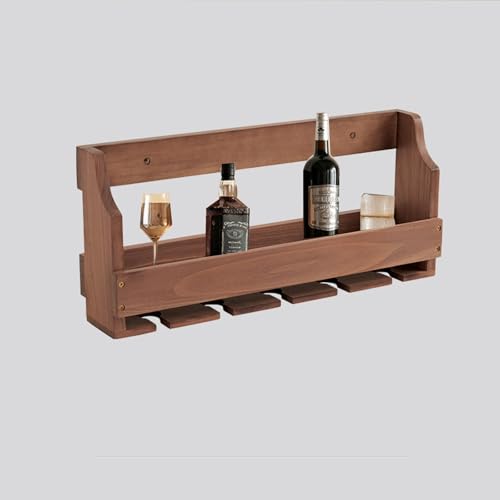 Étagère à bouteilles en bois massif avec support à verres au design moderne