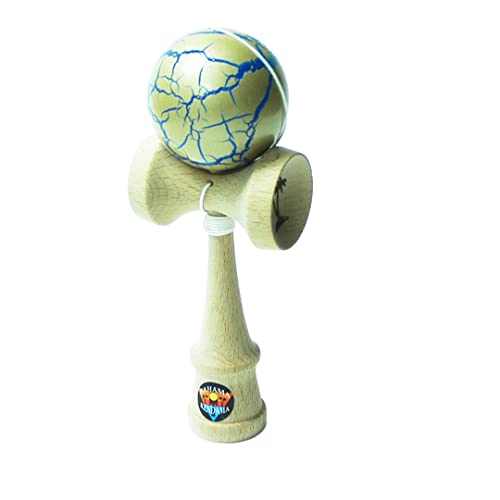 Bahama Kendama Crackle - Black Over White (Metallic Gold/Blue)