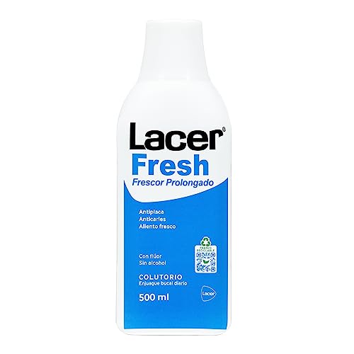 LACERFRESH - Fresh Colutorio 500 ml, Enjuague Bucal Diario, Combate el Mal Aliento, Protección de Encias, sin Alcohol, con Flúor y Triclosán, Sabor Fresco de Efecto Prolongado