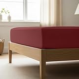 Mellanni Fitted Sheet Queen Burgundy - Brushed Microfiber 1800 Bedding - Wrinkle, Fade, Stain Resistant - Hypoallergenic - 1 Fitted Sheet Only (Queen, Burgundy)