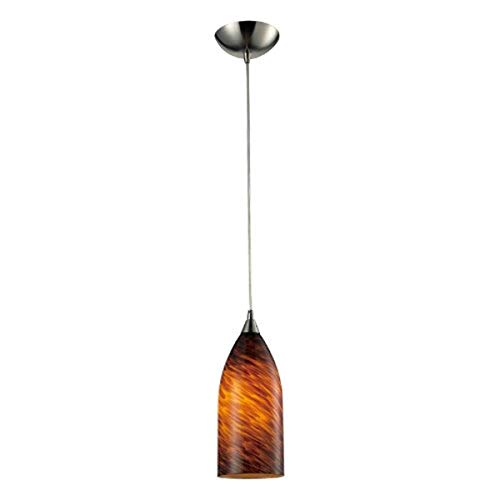 Elk 502-1ES 1-Light Pendant in Satin Nickel and Espresso Glass Elk 502-1ES 1-Light Pendant in Satin Nickel and Espresso Glass