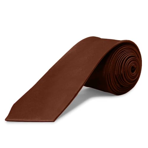 OcioDual Ties For Men, Brown Tie for Men, Unisex Narrow Ties without Satin Print for Wedding, Communion, Baptism and Parties 100% Polyester