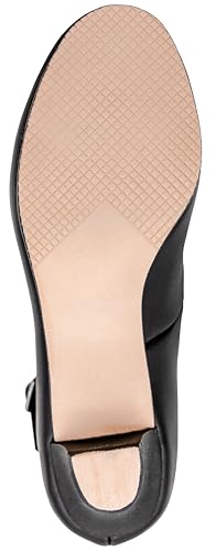 Linodes PU Leather Ankle Strap Character Shoe 1.55\'\' Dance Shoes for Women-Black-7M-UPD