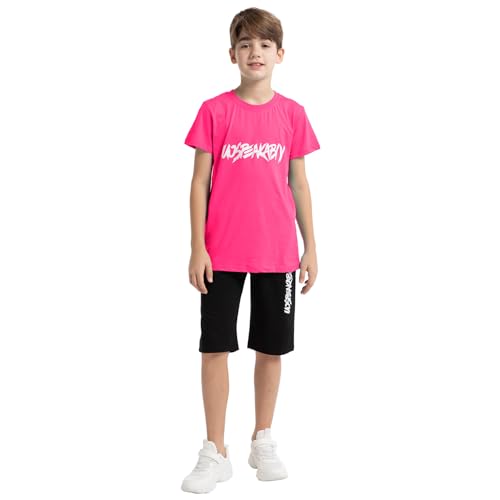 Image of amropi Boys Shorts Set Cotton T-Shirt and Short Pants 2 Pieces Summer Tracksuit for Age 2-12 Years