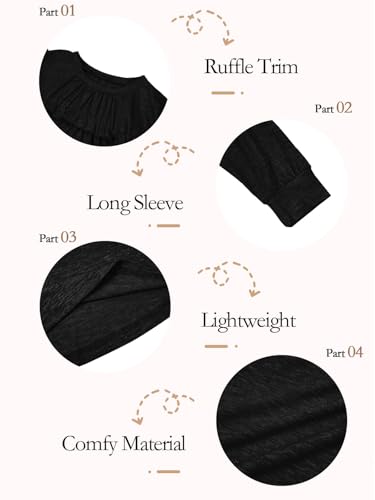 Image of Haloumoning Girls Crew Neck T Shirts Peplum Babydoll Tops Tees 4-15 Years | Girls T-Shirts, Casual Loose Tunic Tops, Cute Ruffle T Shirts, Short Sleeve Shirts, Long Sleeve Blouse