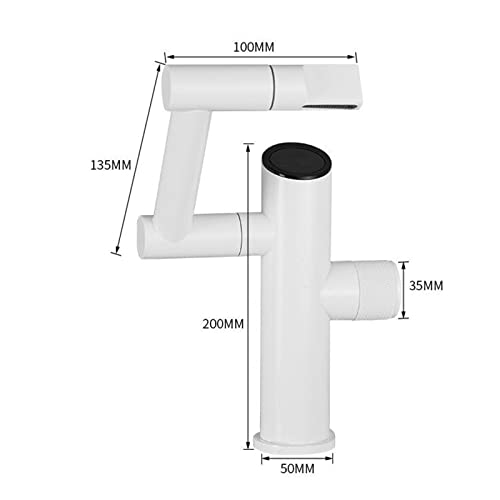 Robinet de lavabo cascade blanc en laiton mitigeur pivotant salle de bains - 6