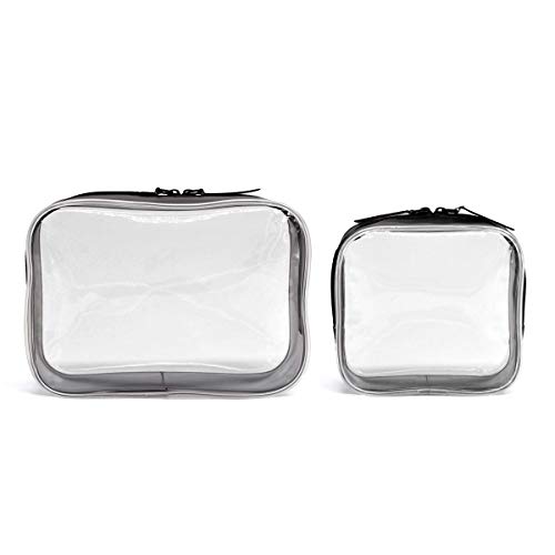 Clear Toiletry Makeup Bags, PVC Plastic Travel Cosmetic Bag with Zipper (Mini Size, 2 Pack)