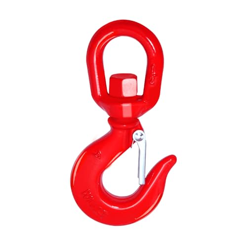 Kivomot G80 Swivel Lifting Hook, 2 Ton Capacity, Forged, Heat Treated, Painted, Self-Locking, 6:1 Safety Ratio, Single Hook for Industrial and Construction Lifting