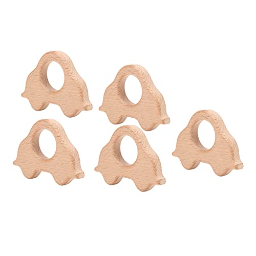 Zerodis 5 Uds Juguetes Mordedores de Madera, Anillos de Dentición de Madera de Haya Natural, Bordes Lisos para Alivio de la Dentición del bebé y Desarrollo de Habilidades Motoras (#12)