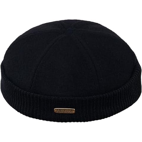 Sterkowski Navy Watch Cap | Woolen Beanie for Men and Women | Docker Hat Sailor Beanie Skullcap Beanie for Men Leon Hat Brimless Hat Watch Cap Skully Hats Vintage Hats for Men Black 58 cm Cover