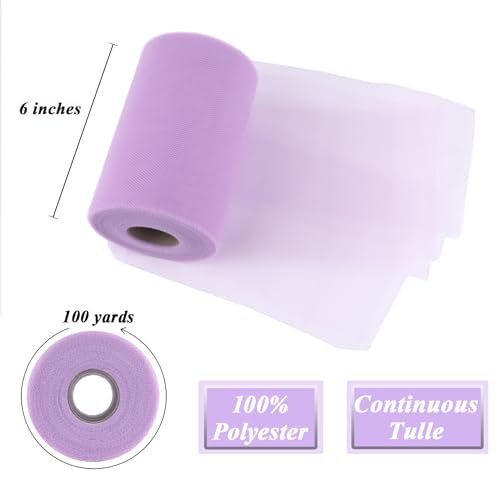 Image of Lavender Tulle Fabric Roll 6 Inch x 100 Yards Tulle Ribbon