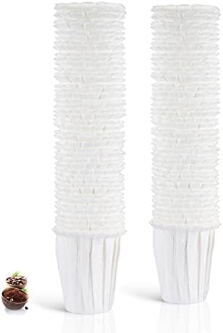 BRBHOM Disposable Filters Paper K Carafe Filter Cups K Carafe Pods Compatible Paper-(100 Filters) (White) (White/Large)