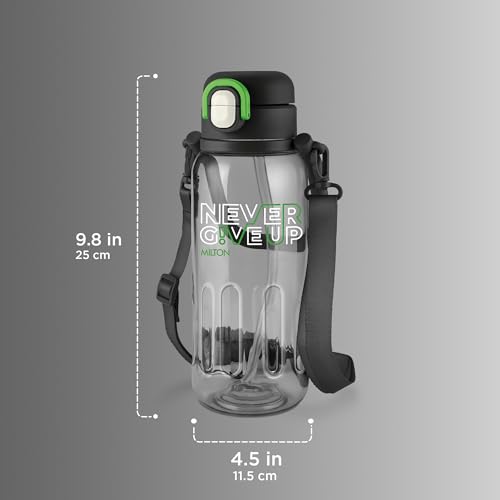 Image of MILTON Regan 1000 2-in-1 Lid Sip or Gulp Water Bottle 1 ltr | Sturdy Handle And Strap | BPA Free| Food-Grade | One-Touch Open | Leak-Proof | Ideal for Office, School, College, Gym, Black
