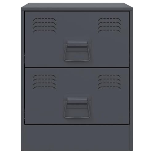 Table de chevet anthracite lot de 2 meuble bas d'appoint industriel table de nuit - 6