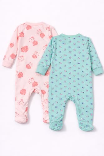 Image of TuddyBuddy Baby Girl's Cotton Printed Full Sleeves Sleepsuit /Footed Rompers for Baby Girl