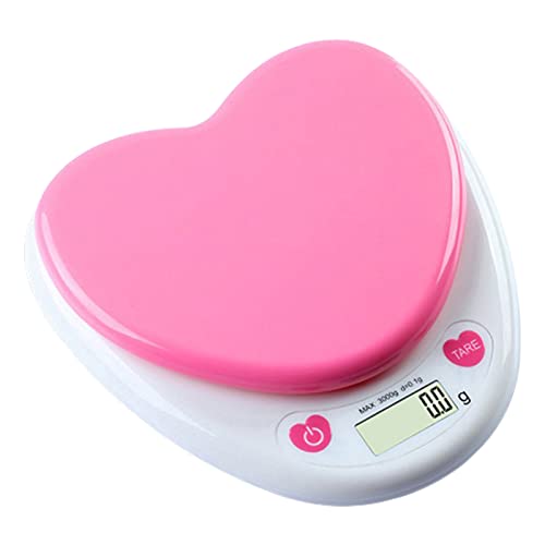 3Kg/0.1G Digital Kitchen Scale- Love Heart-Shaped Easy To Use Nice-Looking Abs Kitchen Electronic Cooking Baking Scale For Home Kitchen Baking Cake Flour Coffee Fruit #TOP26