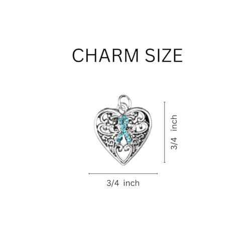 Teal Ribbon Awareness Bracelet for Sexual Assault, Rape, PTSD, Substance Abuse, Ovarian Cancer, Fragile X Syndrome, and Anxiety Disorder - Ideal for Awareness Campaigns and Events2