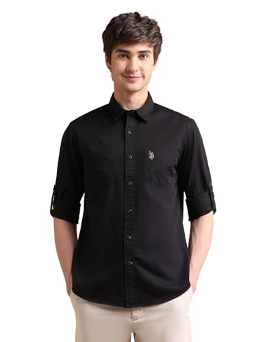 Image of U.S. Polo ASSN. Tailored Fit Formal Shirts for Men - 100% Cotton, Full Sleeve Mens Casual Shirts