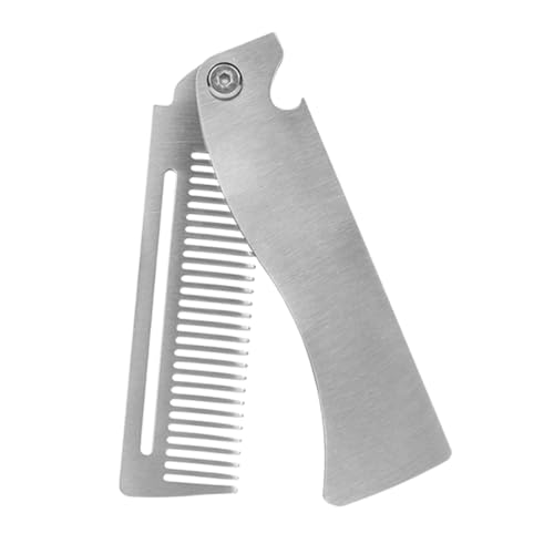 ARTSEWPLY Folding Pocket Comb for Men Multifunctional Stainless Steel Hair and Beard Grooming Tool Static Fine Tooth Design Portable Travel for Easy Styling and Care
