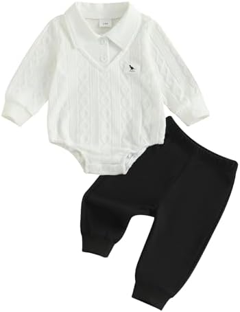 Infant Baby Boy Fall Winter Clothes Long Sleeve Lapel Collar Dino...