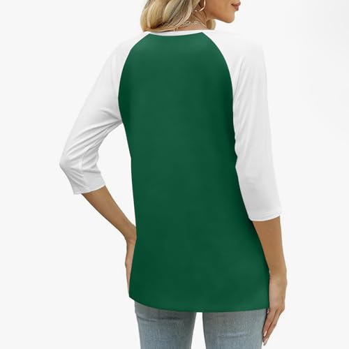 CARCOS Women's Plus Size Short Sleeve Top - Color Block Tunic, Raglan Henley Blouse - Striped Green, 4X-Large