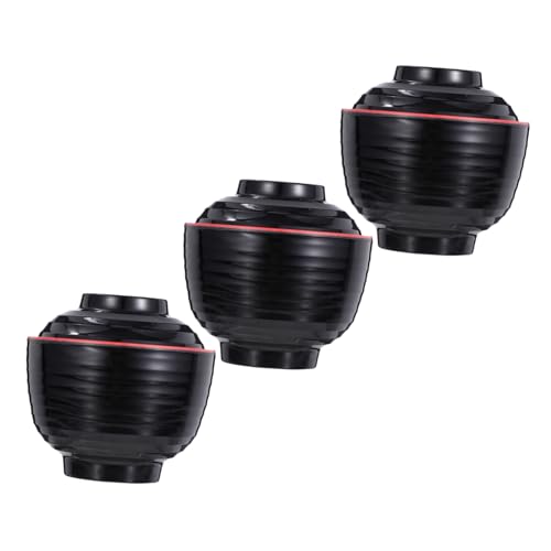 MOKKHNB 3個 密?製耐熱蓋付き和風小鉢 味噌汁やスープに 落下防止で 便利なスープカバー付き小皿