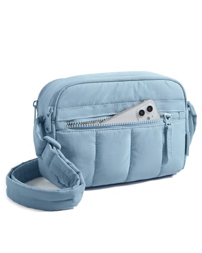 Image of BAGSMART Cross Body Purse, Mini Crossbody Bags for Women Travel Purse, Puffy Shoulder Handbag Wallet with RFID Blocking Slots, Crystal Blue