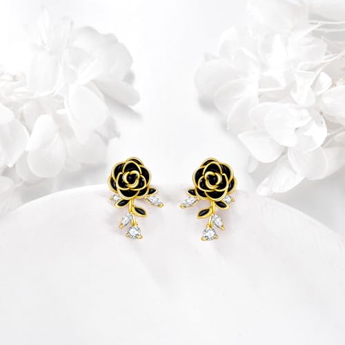 KZX Rose/Lotus/Daisy/Daffodil/Chrysanthemum Stud Earrings Birth Flower Earrings 925 Sterling Silver Flower Floral Earrings Jewelry Gifts for Women3