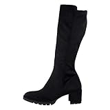 Paul Green Damen Langschaftstiefel, Frauen Stiefel, boots langschaftstiefel hoher absatz sexy feminin weiblich lady ladies,Schwarz,4 UK / 37 EU