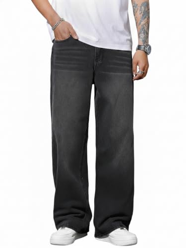 Image of Tweezers Straight Fit Men Black Jeans| Loose Fit Men Jeans | Mid-Rise Waist| Whiskers