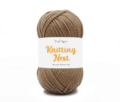 Image of Craft Affair | Knitting Nest Acrylic Yarn (200 Meter, 100 Grams, 2mm) / Woolen Yarn /Acrylic Yarn for Knitting and Crocheting-Mocha Brown