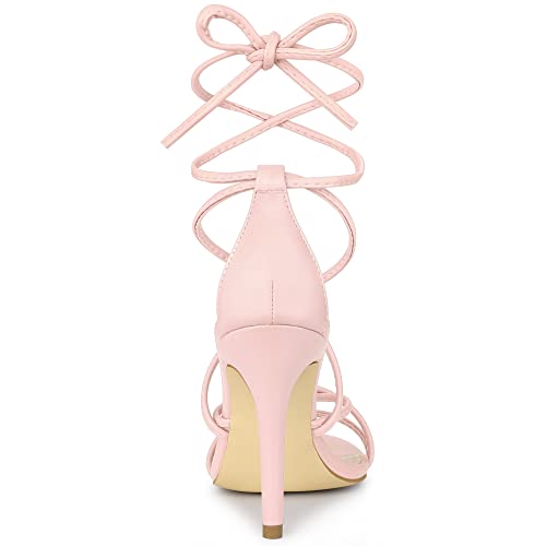 Allegra K Allegra K Women's Strappy Heels Lace Up Stiletto Pink Heel Sandals 6 M US