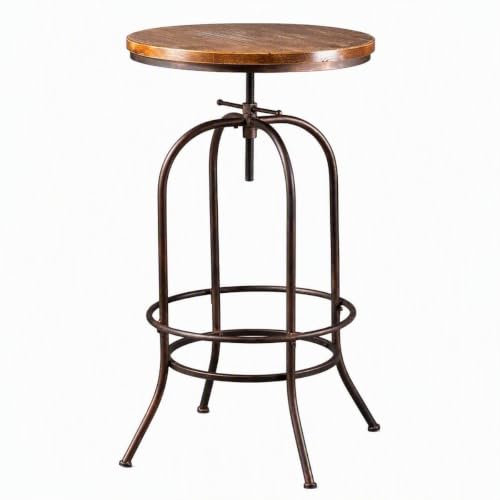 BOKKOLIK Vintage Bar Table Swivel Industrial Style Pub Table Kitchen Dining Tables Height Adjustable 37.4-45.3inch Coffee Table with Footrest - image 1