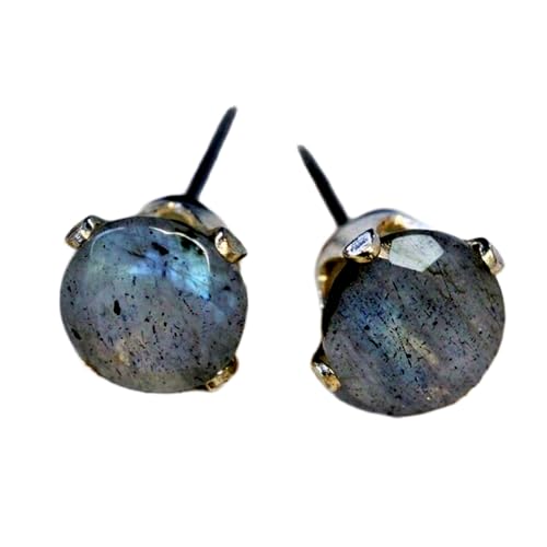 Boucles labradorite rare facettée en argent sterling 925 haut de gamme